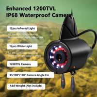 MOQCQGR Underwater Fishing Camera DVR w/Bracket - 7 inch Ice Fishing Camera Underwater w/ 12pcs+12pcs Filling Light, 32GB Card, 1200TVL Portable Ice Fishing Fish Finder for Lake Kayak Ice Fishing