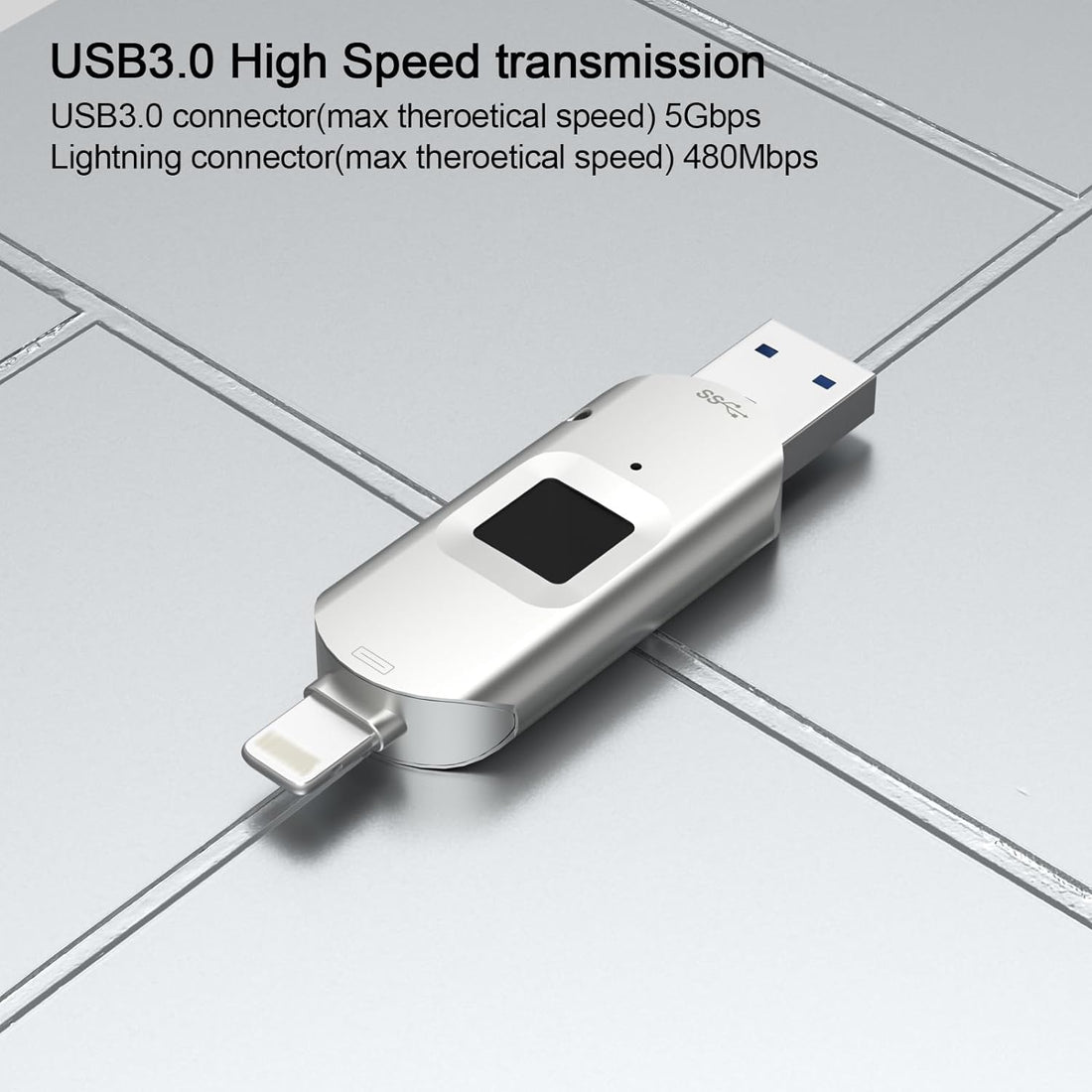 USB Flash Drive 256GB,USB Storage Flash Drive,Encrypted USB Drive,External Storage,Fingerprint Encryption USB Flash Drive for iPhone/iPad/iPadmini/Mac/PC