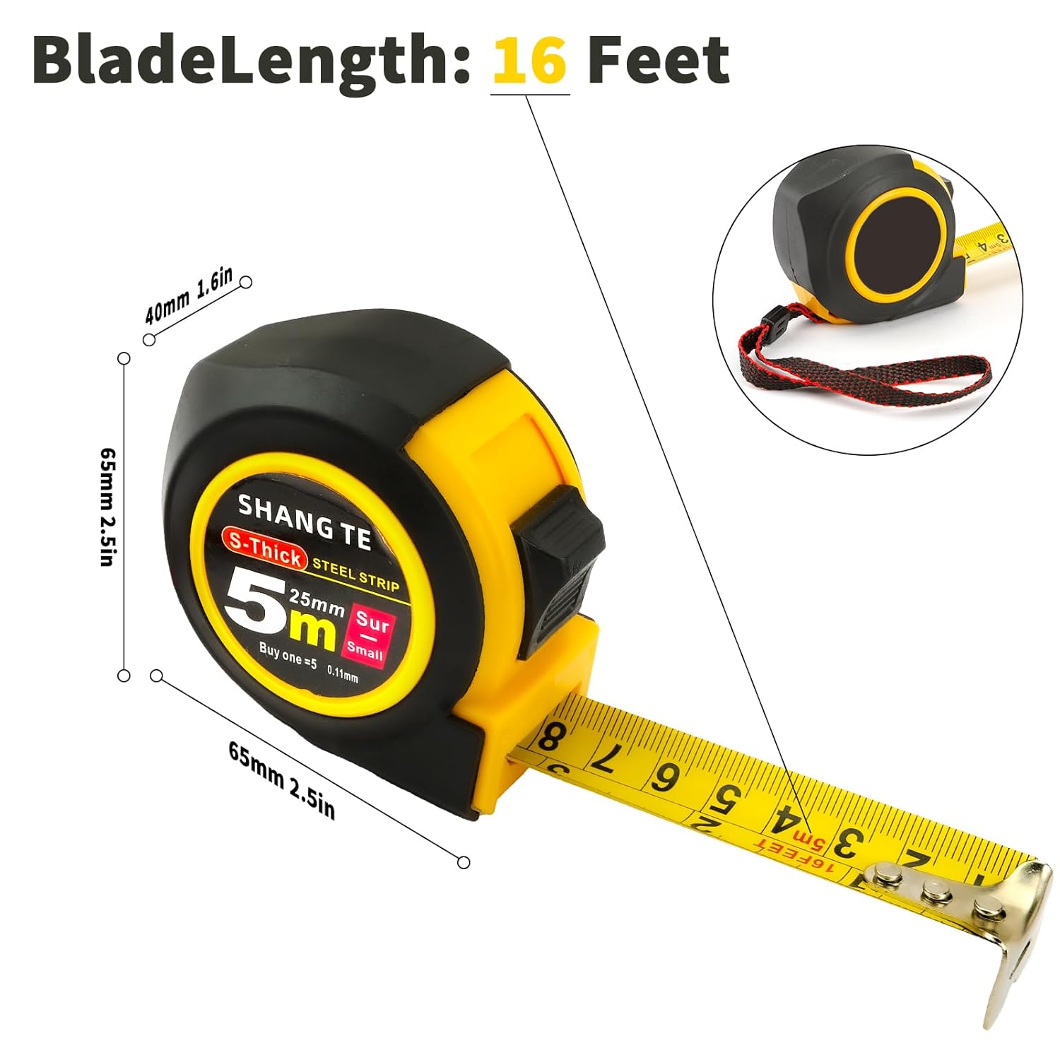 2 Packs Measuring Tape Retractable 16 ft, Steel Tape Measure, 16-Foot Basics Self-Locking Measurement Tape, Auto Lock Tape Rule Imperial/Metric Tape Measure for Body Measurements Handicraftsman