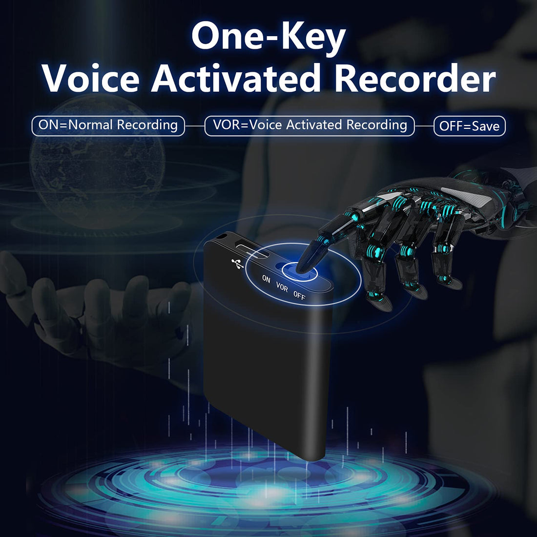Binrrio Mini Voice Recorder Slim Audio Voice Activated Recorder Small Listening Recording Device, 192 Hours Recording Capacity 3 x 4 x 0.6cm Small Size