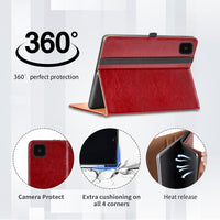 Case for Samsung Galaxy Tab A7 Lite 8.7 Inch 2021 (SM-T227/T225/T220) - PU Leather Business Flip Case with Hand Strap and Pocket, Red