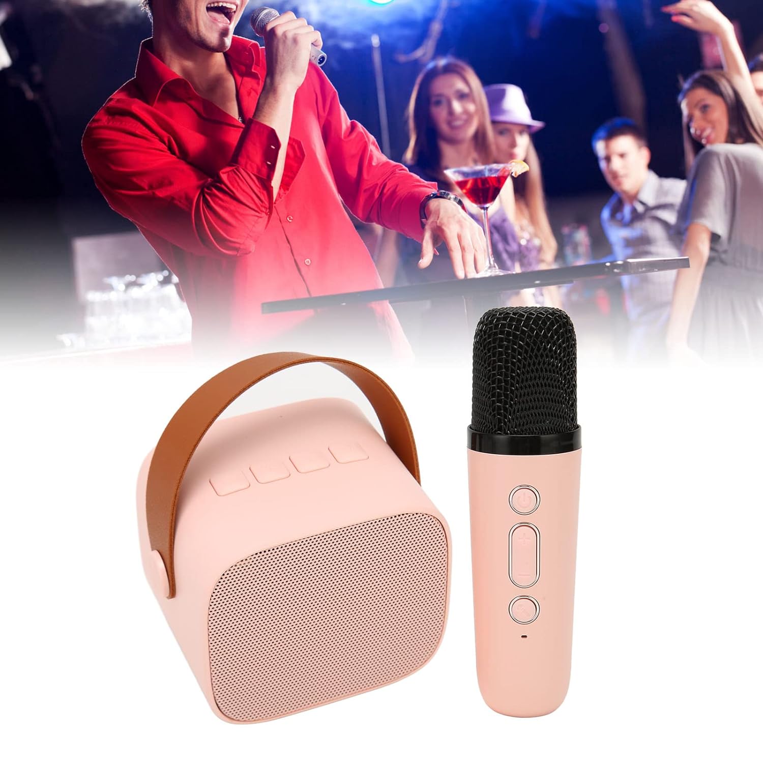 Mini Karaoke Machine with Wireless Microphones for Kids Adults, HD Stereo Rechargeable Retro Portable Bluetooth Speaker Gift for Girls Boys Toys ()