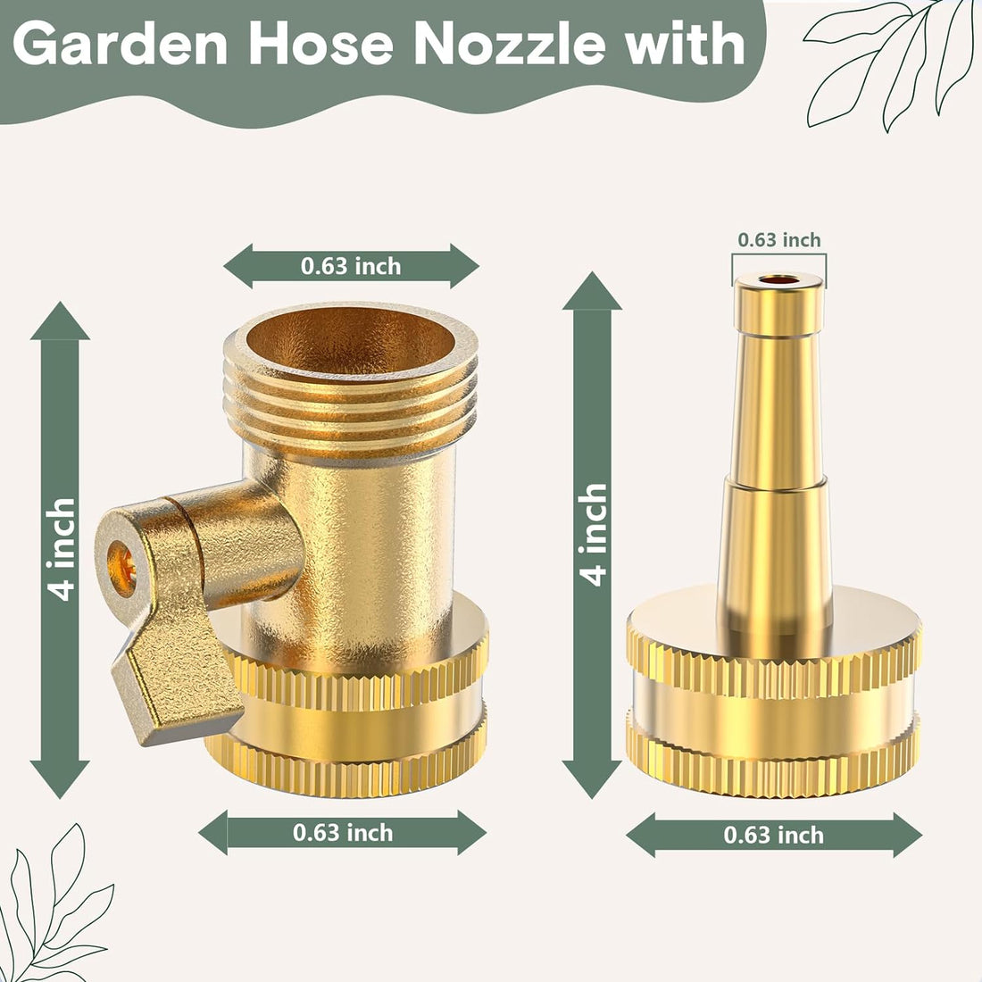 Twinkle Star Jet Nozzle Power Washer for Garden Hose High Pressure Adjustable Twist Hose Nozzle with On/Off Valve, Heavy Duty Solid Brass Construction, Leak-Free Operation 3/4" GHT Connector 4 Pack