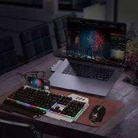 Keyboard and Mouse Combo, FEDARFOX Compact Full Size Gaming Rainbow Keyboard and Mouse Set Backlit Illuminated Mice Mechanical Keyboard for Windows, Computer, Desktop, PC, Notebook (Black)