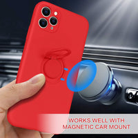 BENTOBEN iPhone 11 Pro Max Case, Slim Silicone | Kickstand with 360° Ring Holder | Support Car Mount | Soft Gel Rubber Hybrid Hard Drop Protection Shockproof Bumper Anti-Scratch Cover, Red