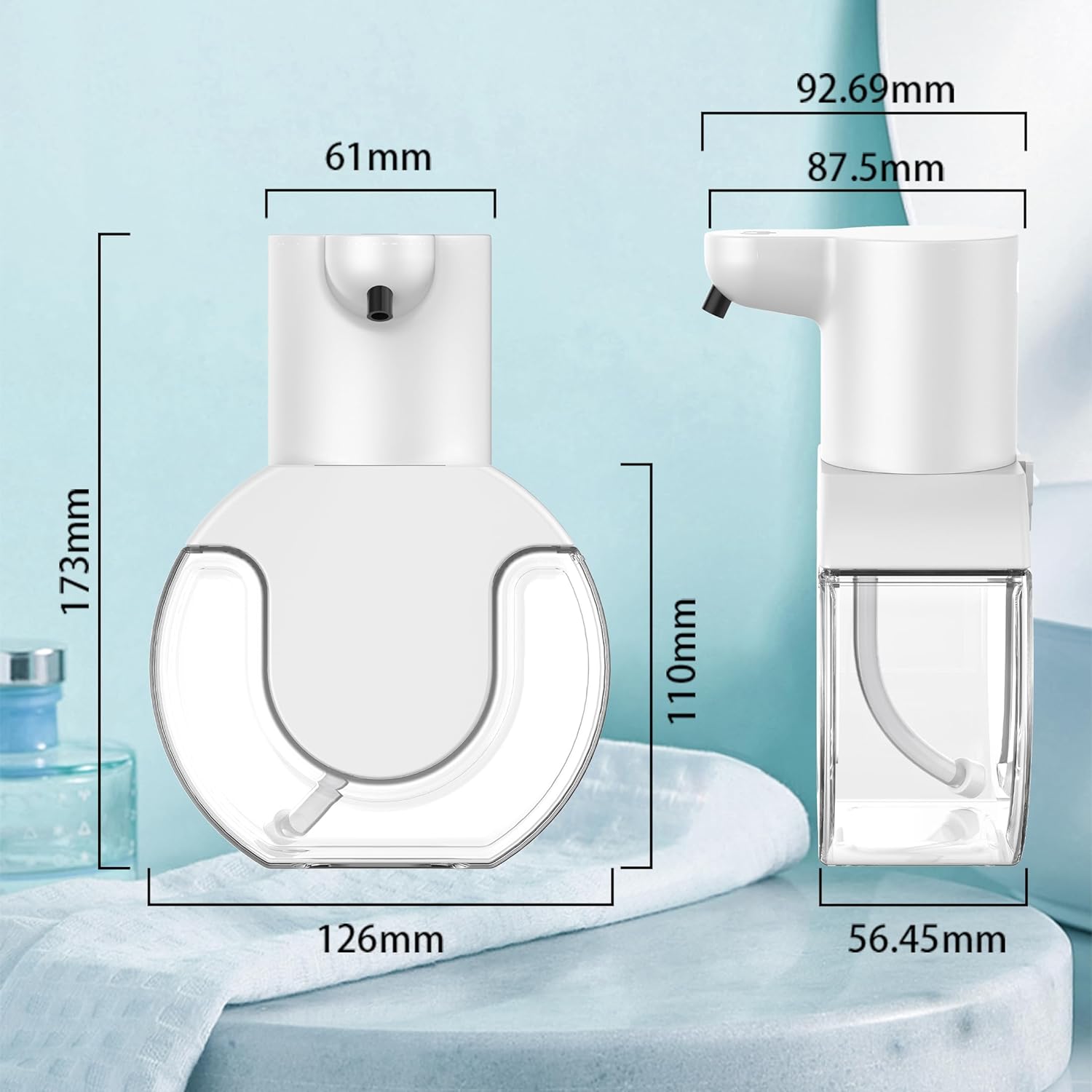 Automatic Soap Dispenser Dish Bathroom Kitchen Scrub Liquid Body Shampoo Shower Gel Hand Sanitizer Wall Mount Touchless Hand Free Rechargeable Auto Soap Dispenser Household Commercia