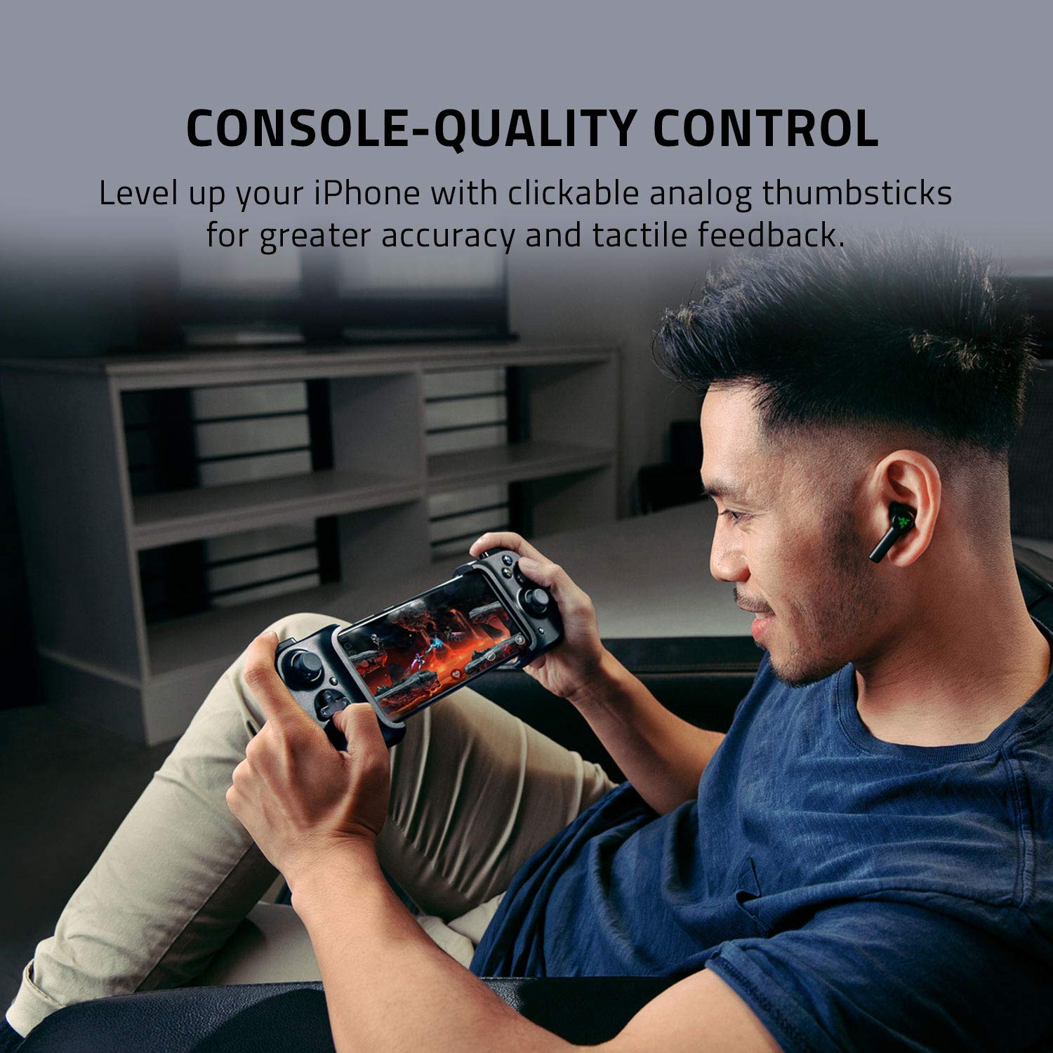Razer Kishi Mobile Game Controller / Gamepad for iPhone iOS: Works with most iPhones – iPhone X, 11, 12 - Apple Arcade, Amazon Luna, Google Stadia - Lightning Port Passthrough - MFi Certified