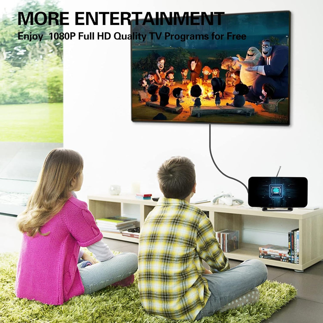 Antenna TV Digital HD Indoor - 350 Miles Long Range with Built-in Amplifier,32.8t Long Coax Cable Digital HDTV Antenna Support All Television, for Free Local Channels 4K HD 1080P VHF UHF (03)