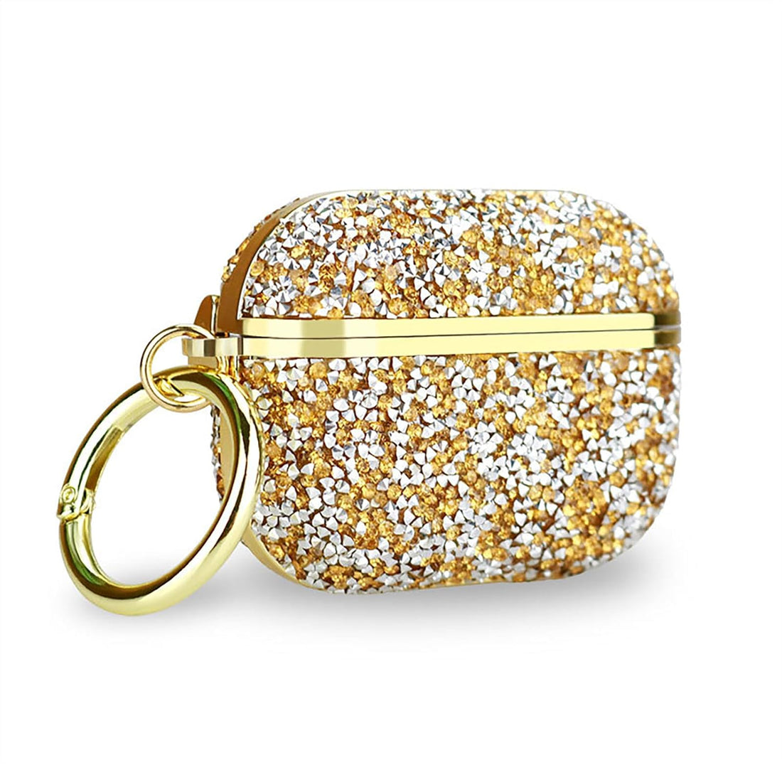 Bling Gold Case for Airpods Pro,Compatible 2nd/5st Generation Glitter Air Pod Pro Accessories Sparkly Rhinestone Shockproof Cover Protective with Keychain for Women Girls