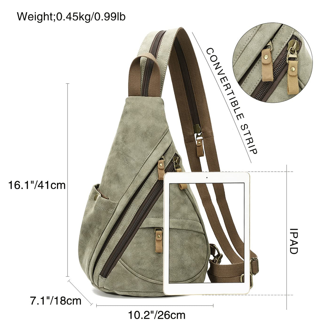 KL928 PU Leather Sling Bag - Small Crossbody Backpack Shoulder Casual Daypack Rucksack for Men Women