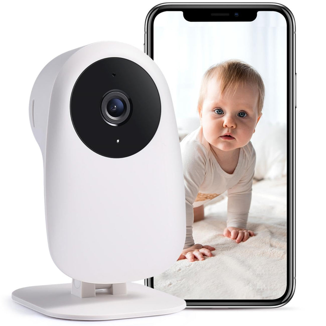 Nooie Wireless 1080P Night Vision Motion and Sound Detection 2.4G WiFi Home Security Baby Monitor with Camera and Audio for Baby Nanny Elderly and Pet Monitoring, Compatible with Alexa