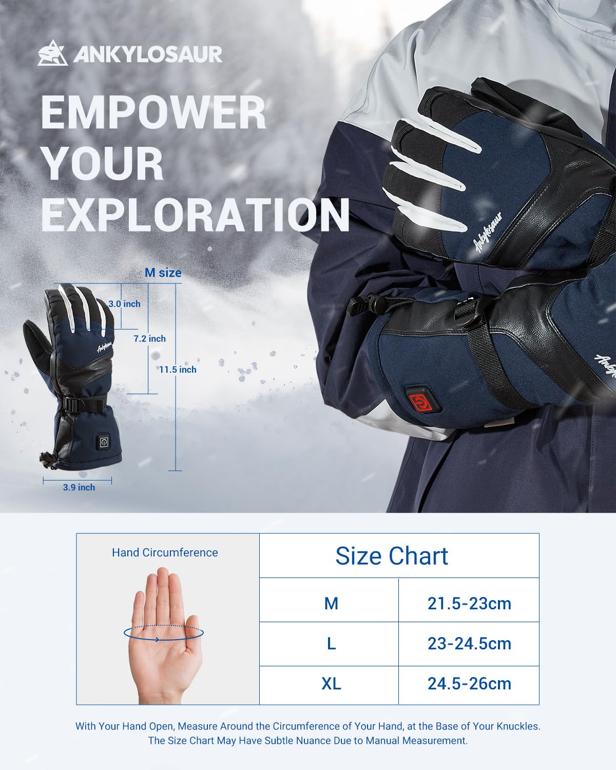 ANKLOSAUR Heated Gloves for Men and Women,Upgraded Thermal Materials, Outdoor Indoor Hand Warmer Glove, Heated Gloves Touchscreen Waterproof, for Climbing Hiking Cycling Skiing Snowboarding