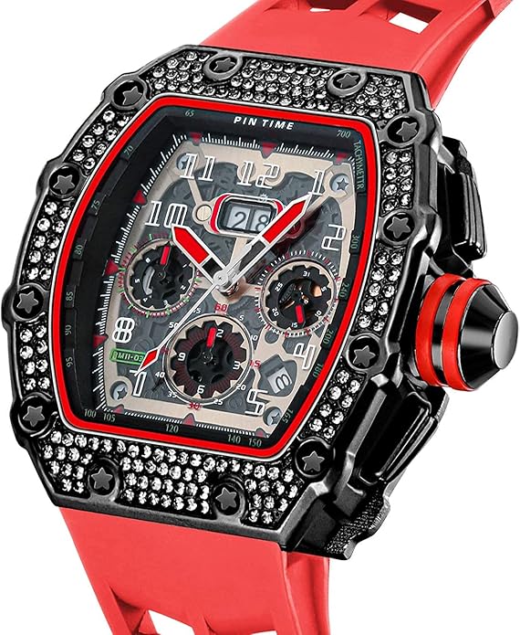 Mens Bling Punk Diamond Chronograph Watches Fashion Style – Side View