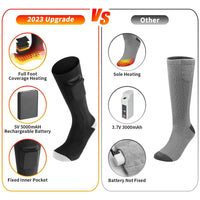 YELUFT Electric Heated Socks Rechargeable Battery - Rechargeable 5V 5000mah Battery Heated Socks for Men and Women, Full Sole Heating Electric Socks for Cycling, Skiing, Skating, Hiking(L Size)