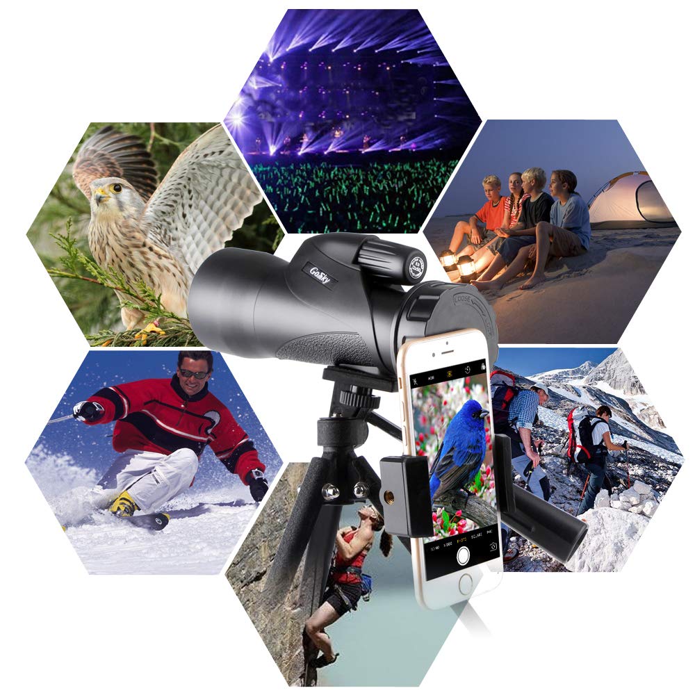 Gosky 12x50 ED Glass Monocular- Ultra HD Multi-Coated Waterproof Monocular Telescope-BAK4 Prism for Wildlife Bird Watching Hunting Camping Travelling Wildlife Secenery