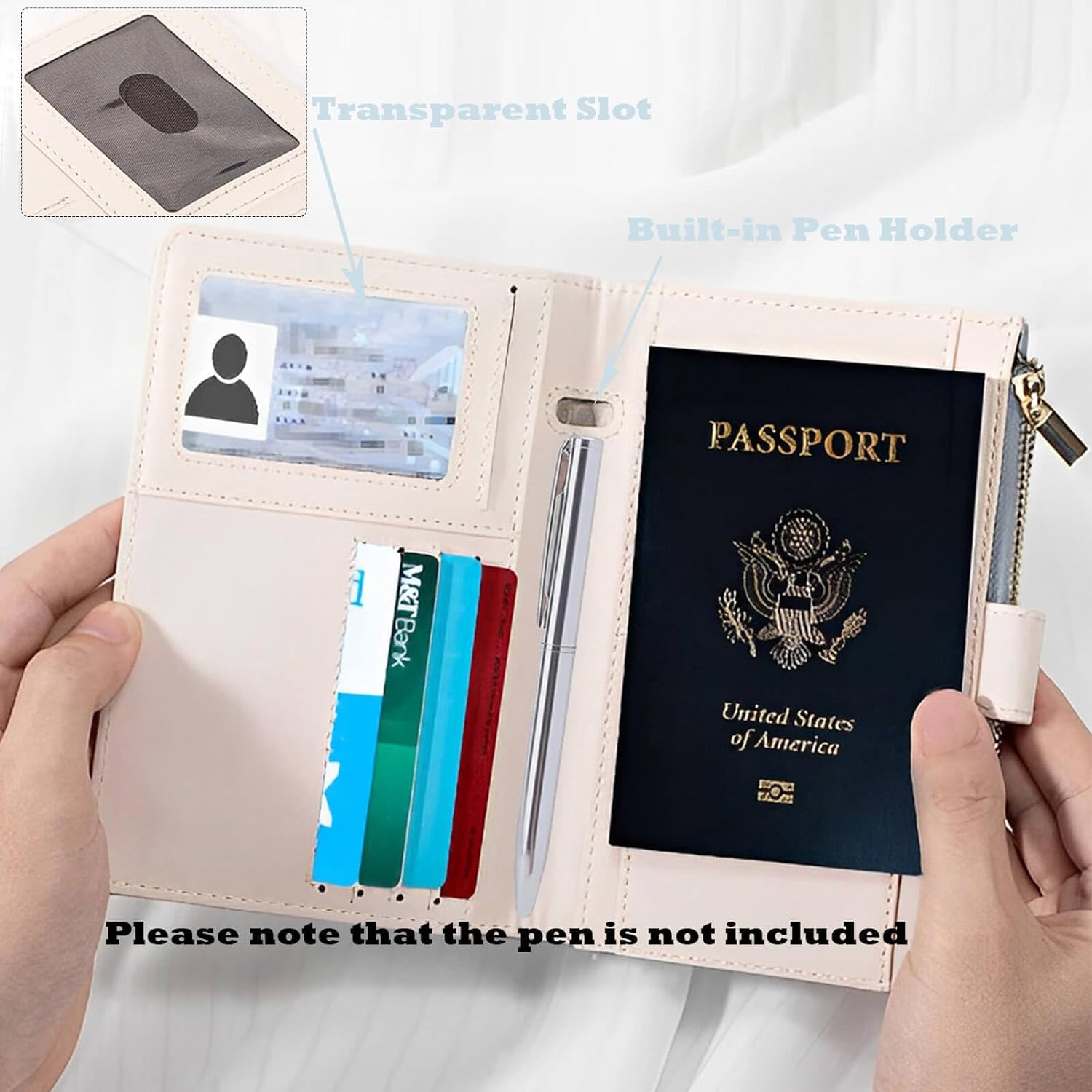 JoyChoi RFID Passport Holder with Airtag, PU Leather Passport Cover, Travel Wallet with Zipper Pocket, Pen Slot & SIM Card Ejector Tool, Essential Travel Accessories, Blue., Blue, Traveling