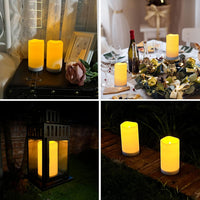 NURADA Large Outdoor Solar Powered Candles - Flameless Pillar Waterproof Rechargeable Candle Set, White Resin, LED Light, Rechargeable Solar Battery Included, Waterproof for Patio Decor 3.25" x 6"