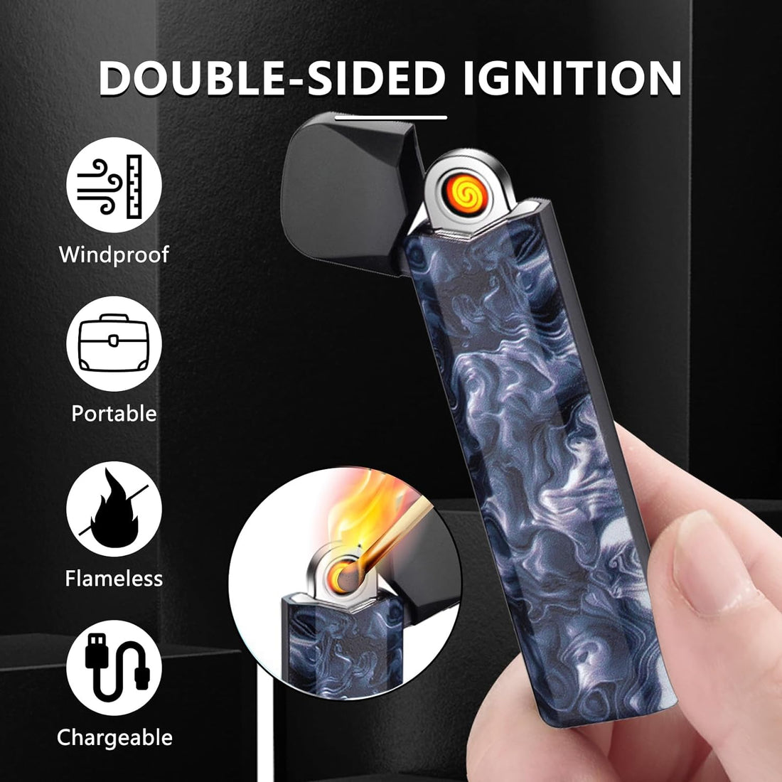 BABOBIU Electric Lighter Plasma Lighter Windproof Waterproof Flameless USB Rechargeable Lighter for Kitchen,Camping,Adventure(Fumes)