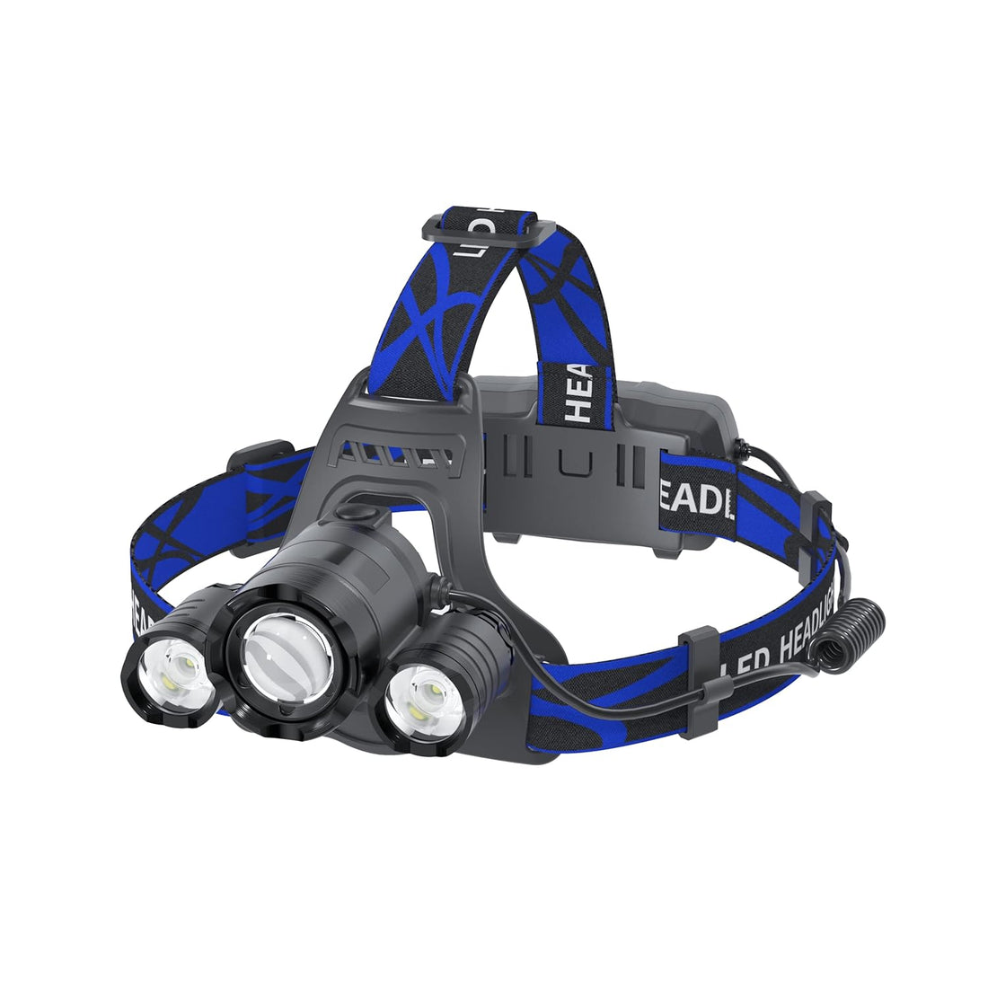 Headlamp Rechargeable USB Headlamps 6000 High Lumens Super Brightest Head Lamp for Adluts Kids Waterproof Headlight 4 Modes Lightweight Head Lights for Outdoor Camping Hunting Running Hiking(Blue)