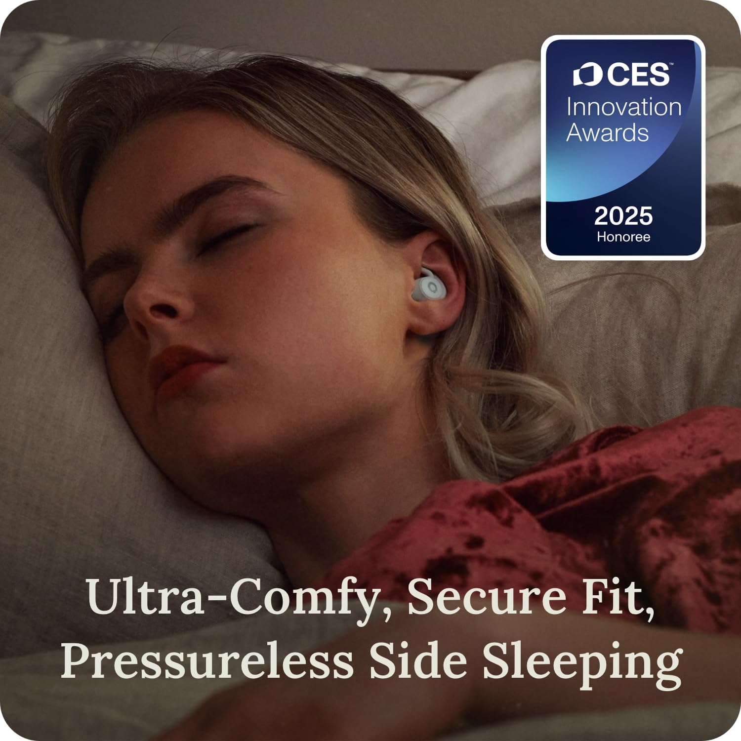 Comfortable Ozlo Sleepbuds: Ozlo Sleepbuds Side Sleeper – Close-up Detail