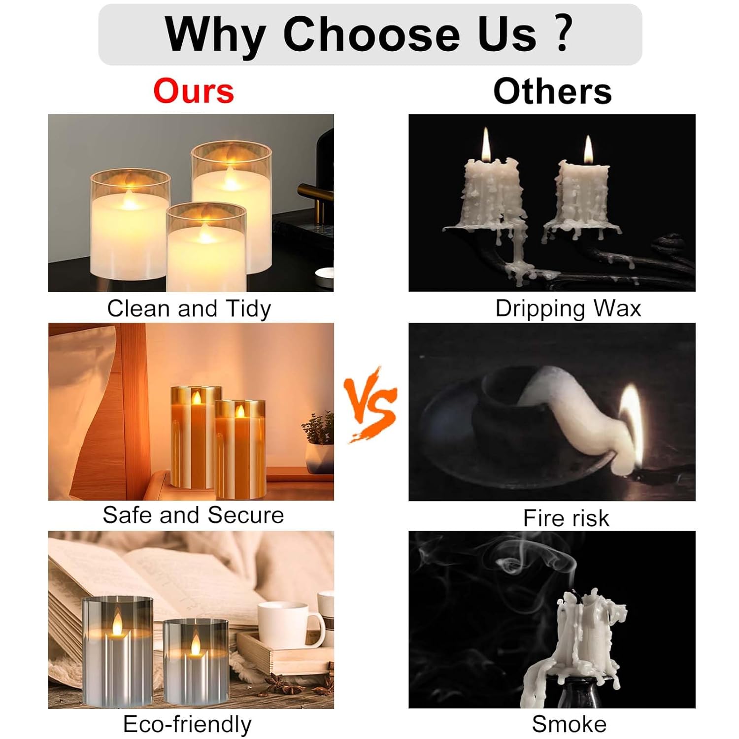 Grey Acrylic Flameless Candles, 5 Pack Plexiglass Pillar Candle Set, Warm White Light Electric Candles Battery Operated with 2 Remote and Timer for Valentines, Christmas, Bars and Hotel Decoration