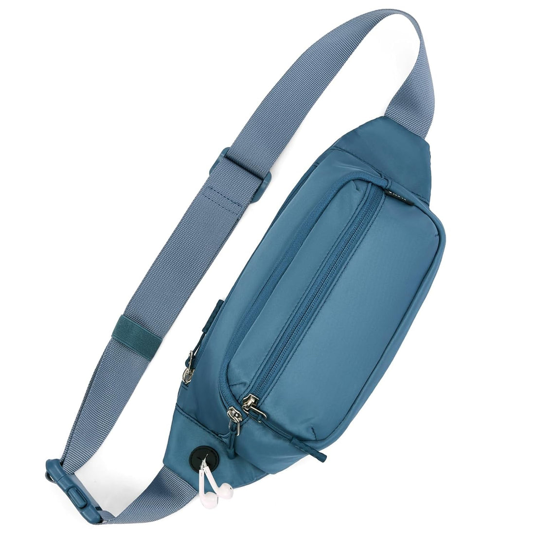 Telena Fanny Packs for Women Men Cross Body Belt Bag Fashion Waist Bag with 4 Zipper Pockets for Traveling Running Walking, Aqua Blue