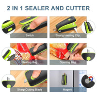 Olipiter Mini Bag Sealer, USB Rechargeable Heat Sealer, 2 in 1 Portable Heat Sealer and Cutter for Plastic Bags Snacks, Outdoor Picnic Campaign, Food Storage