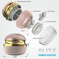 SLITZ Rechargeable Fabric Shaver - Fabric Shaver Fuzz Remover - Portable Shaving Machine for Clothes and Furniture - Sweater Defuzzer - Travel Lint Remover with Extra Blade (Rosegold)