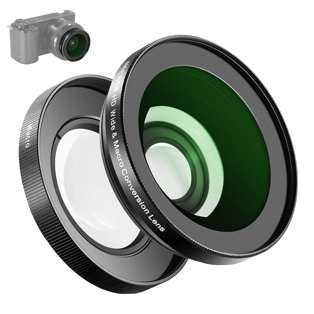 NEEWER 49mm 0.43X HD 2 in 1 Wide Angle & Macro Lens, Ultra Wide Angle Lens with 18mm Focal Length Compatible with Canon EOS Kiss M2 EOS RP EOS R10 Sony ZV-E10 A6400 A7 IV Nikon Z50, LS-20