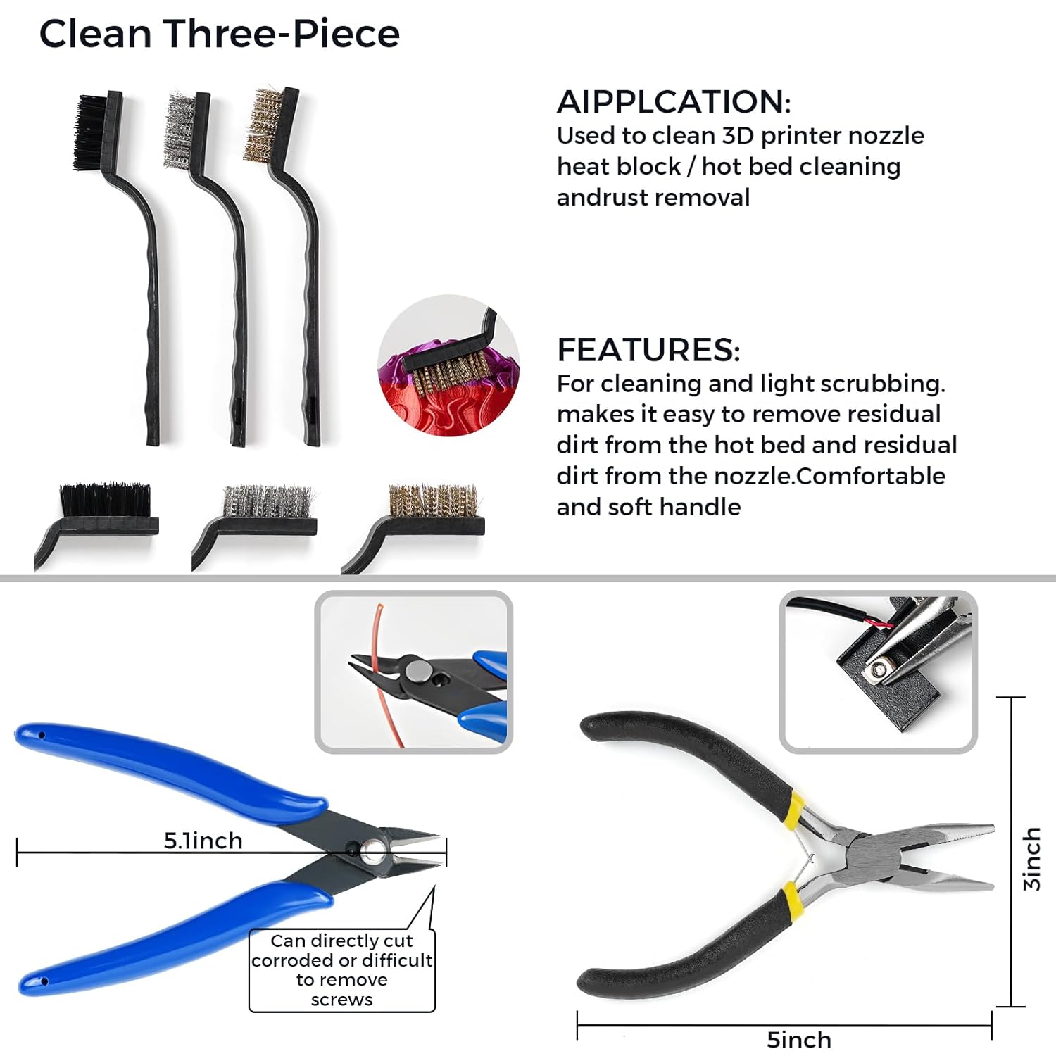 OUYANG 78 Piece 3D Printer Tool kit, Diverse 3D Printer Nozzle Cleaning Kit and Repair Tool Set, Including Tool Box, for 3D Printer Assembly, Cleaning, Trimming, etc