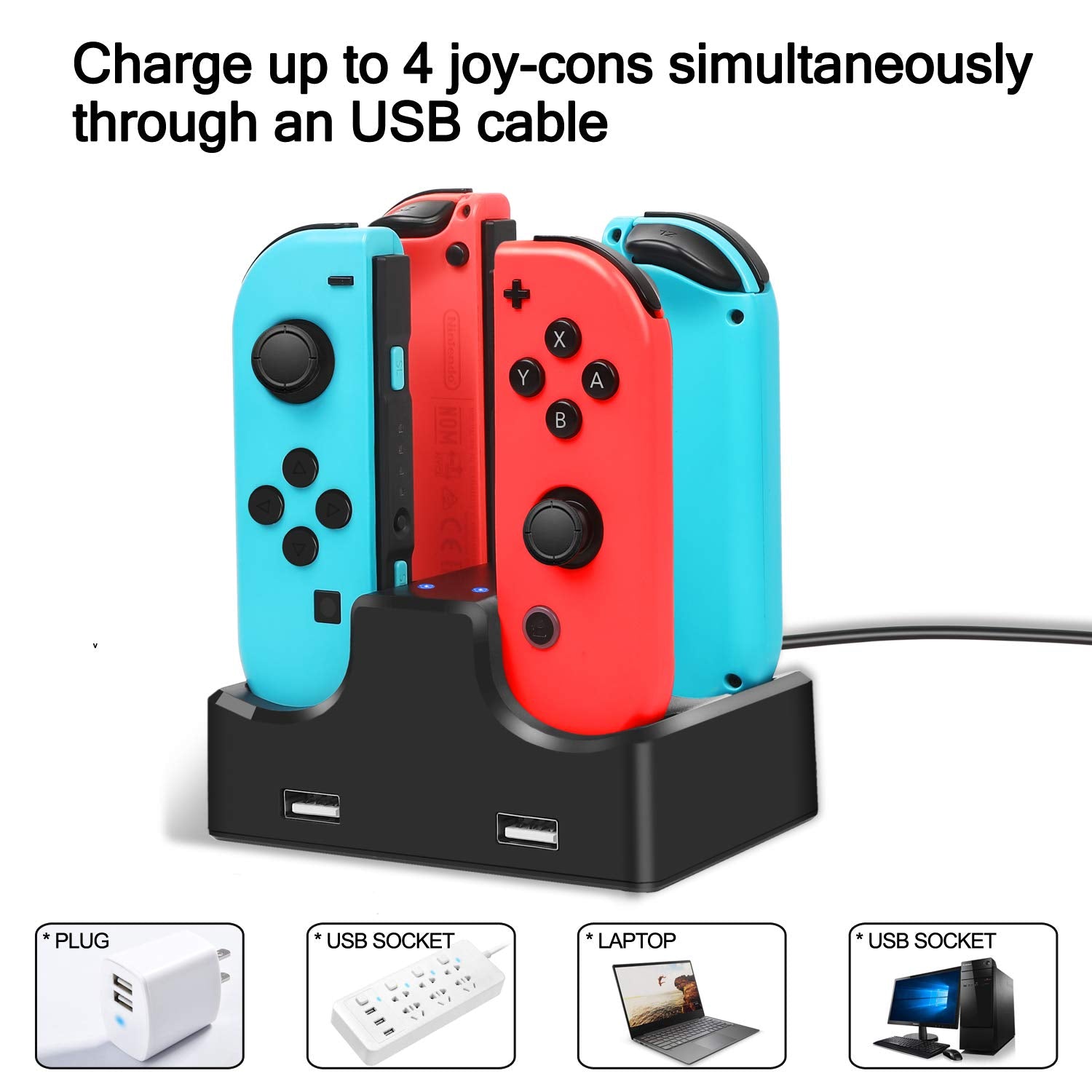 Switch Accessories Bundle for Nintendo Switch, Kit with Carrying Case, Screen Protector,Charging Dock,Compact Playstand,Protective Case,Game Case,Joystick Cap,Grip and Steering Wheel (18-in-1)