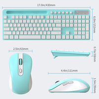 Wireless Keyboard and Mouse Combo, MARVO 2.4G Ergonomic Wireless Computer Keyboard with Phone Tablet Holder, Silent Mouse with 6 Button, Compatible with MacBook, Windows (Blue)