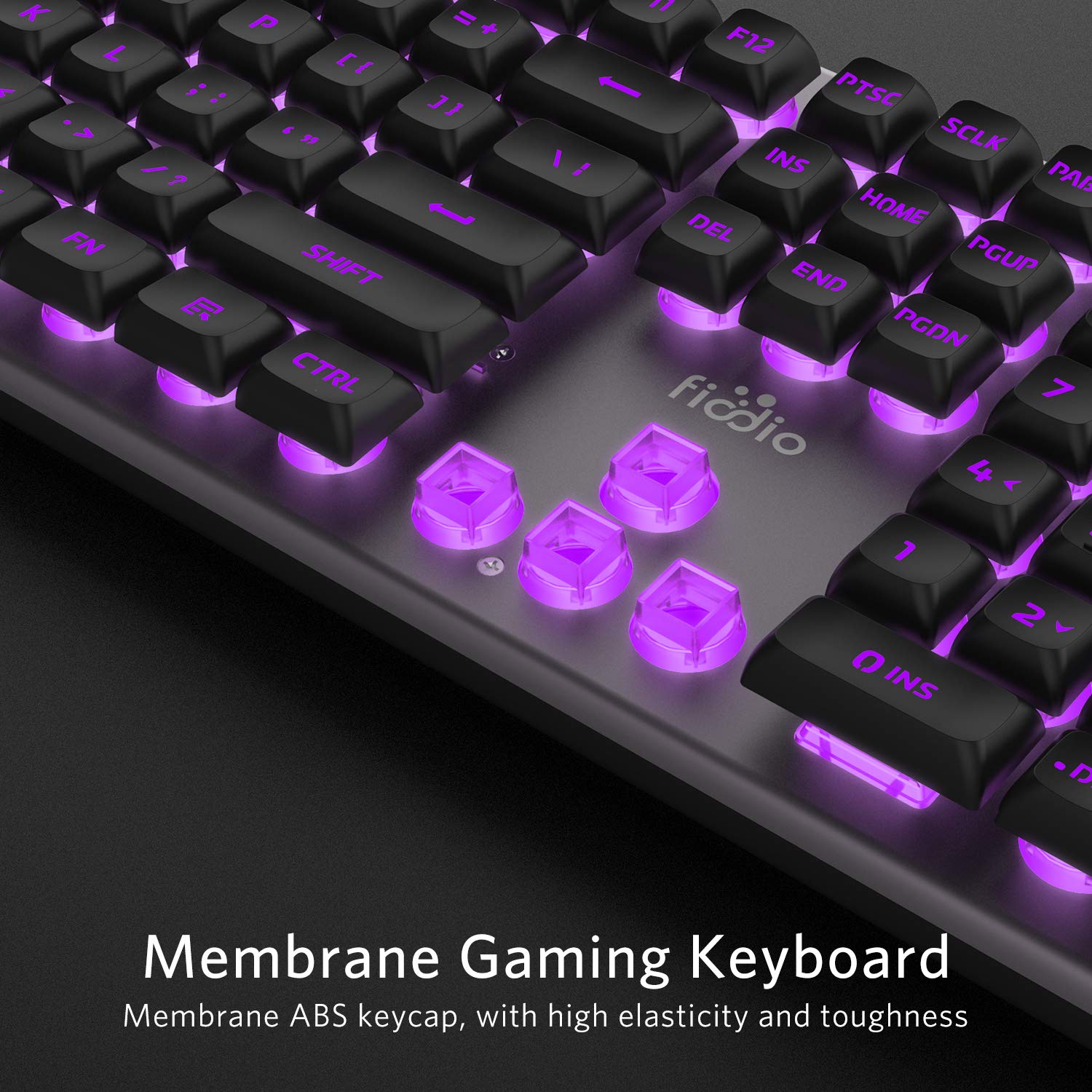 FIODIO Membrane Gaming Keyboard, Wired RGB Rainbow Backlit Keyboard, Ergonomic Standard Keyboard for Desktop, Computer and PC, Silver-Black (FK-2028-US)