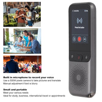Smart Voice Translator, ABS 2 Way Real Time Touchscreen Voice Photo Translation Device with Multi Languages for Travel Business