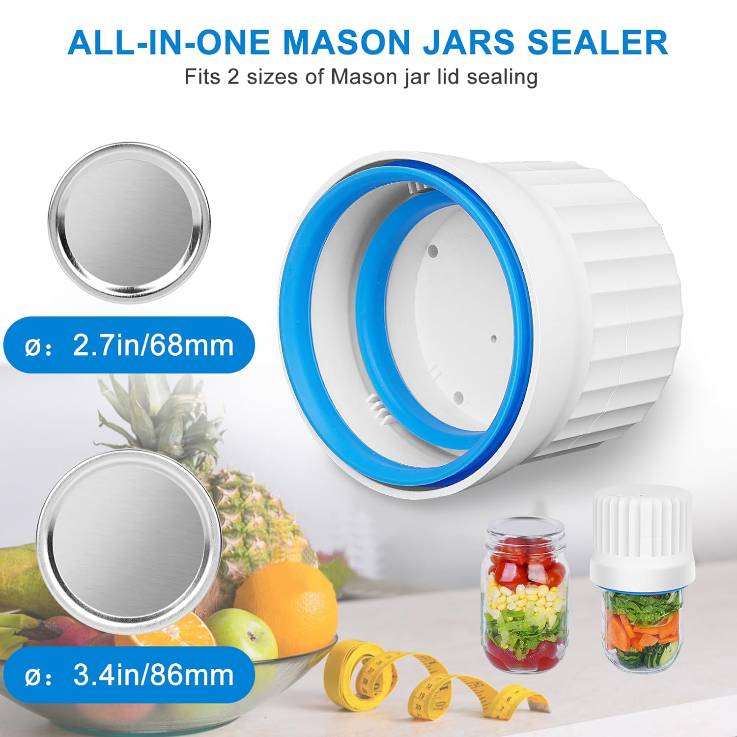 GVsmart Vacuum Sealer for jars,Electric Mason Jar Vacuum Sealer kit for Wide & Regular-Mouth,jar vacuum sealer for mason jars with Attachment for Food Saver with for Food Storage