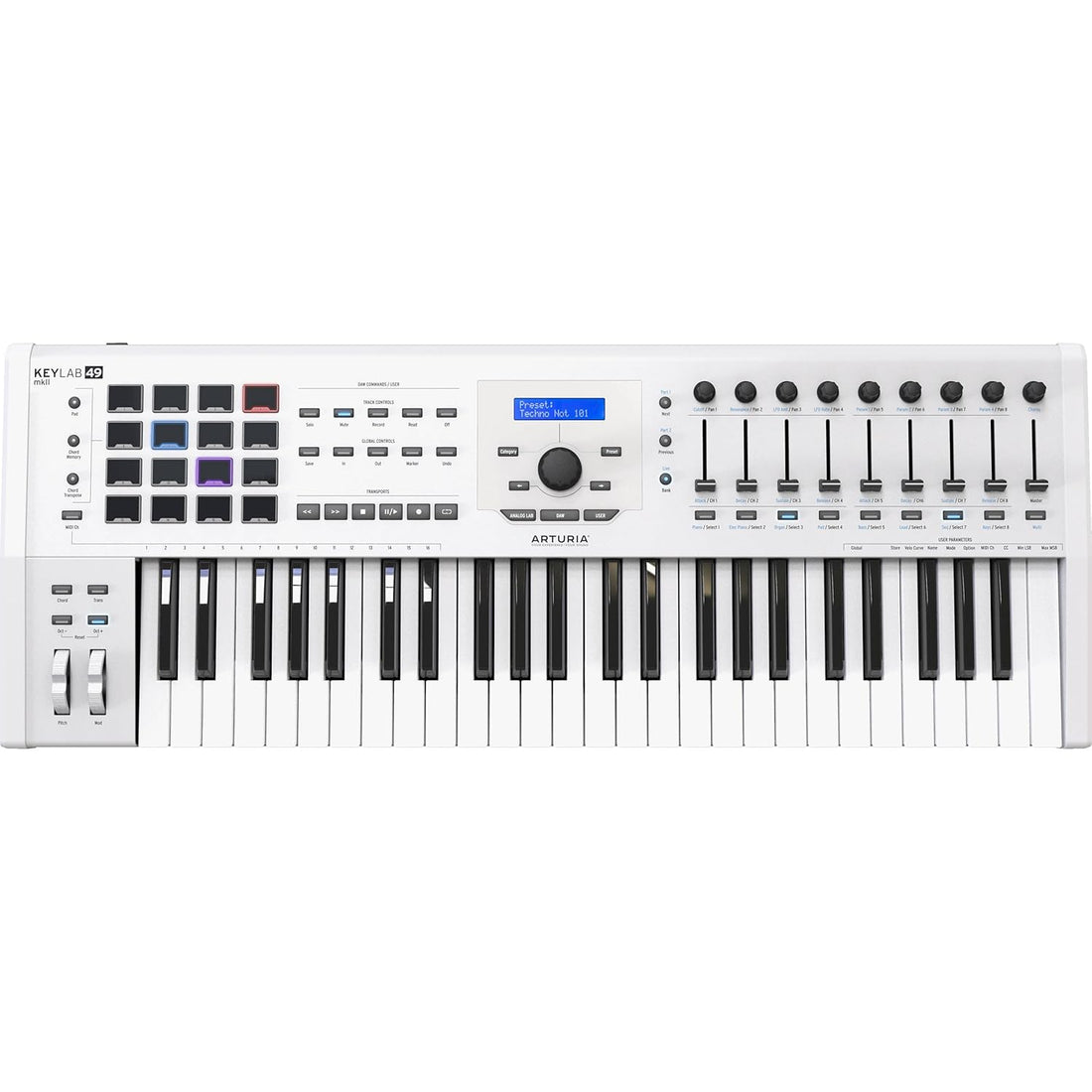 Arturia KeyLab 49 MkII Professional Midi Keyboard Controller with Velocity & Aftertouch Keys, Advanced DAW Controls + V Collection 8 Software Bundle