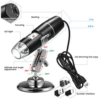 Lady House Handheld USB Digital Microscope with Metal Stand, Portable HD 1000 X Magnification Inspection Camera with 8 LED Light for Android Mac Windows Computer