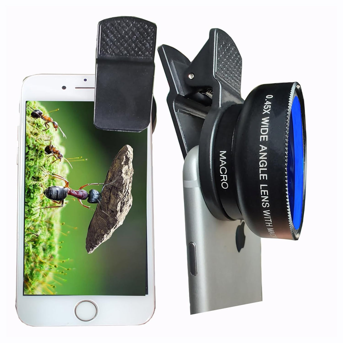 Fisheye Lens iPhone Wide Angle Macro Lens Kit for iPhone 14 13 12 11 X XS Xr Se 8 pro max Mini Samsung Almost All Phones 0.45x Camera Lens with Clip and PU Bag (Black)