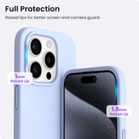 ORNARTO Compatible with iPhone 15 Pro Case, Slim Liquid Silicone 3 Layers Full Covered Soft Gel Rubber Phone Case Protective Cover with Microfiber Lining 6.1 inch-Baby Blue