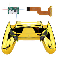 eXtremeRate Chrome Gold Dawn Programable Remap Kit for PS4 Controller with Upgrade Board & Redesigned Back Shell & 4 Back Buttons - Compatible with JDM-040/050/055 - Controller NOT Included