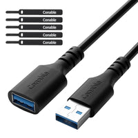 3 Pack USB 3.0 Extension Cable with 5 Velcro Ties, 15Feet/4.58M, Type A Male to A Female, Extender Cord, 5Gbps Data Transfer Compatible with Printer, Keyboard, Mouse, Flash Drive, Hard Drive and More