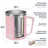 WETOWETO 14 oz Coffee Mug, Vacuum Insulated Camping Mug with Lid, Double Wall Stainless Steel Travel Tumbler Cup, Coffee Thermos Outdoor, Powder Coated Ice Pink
