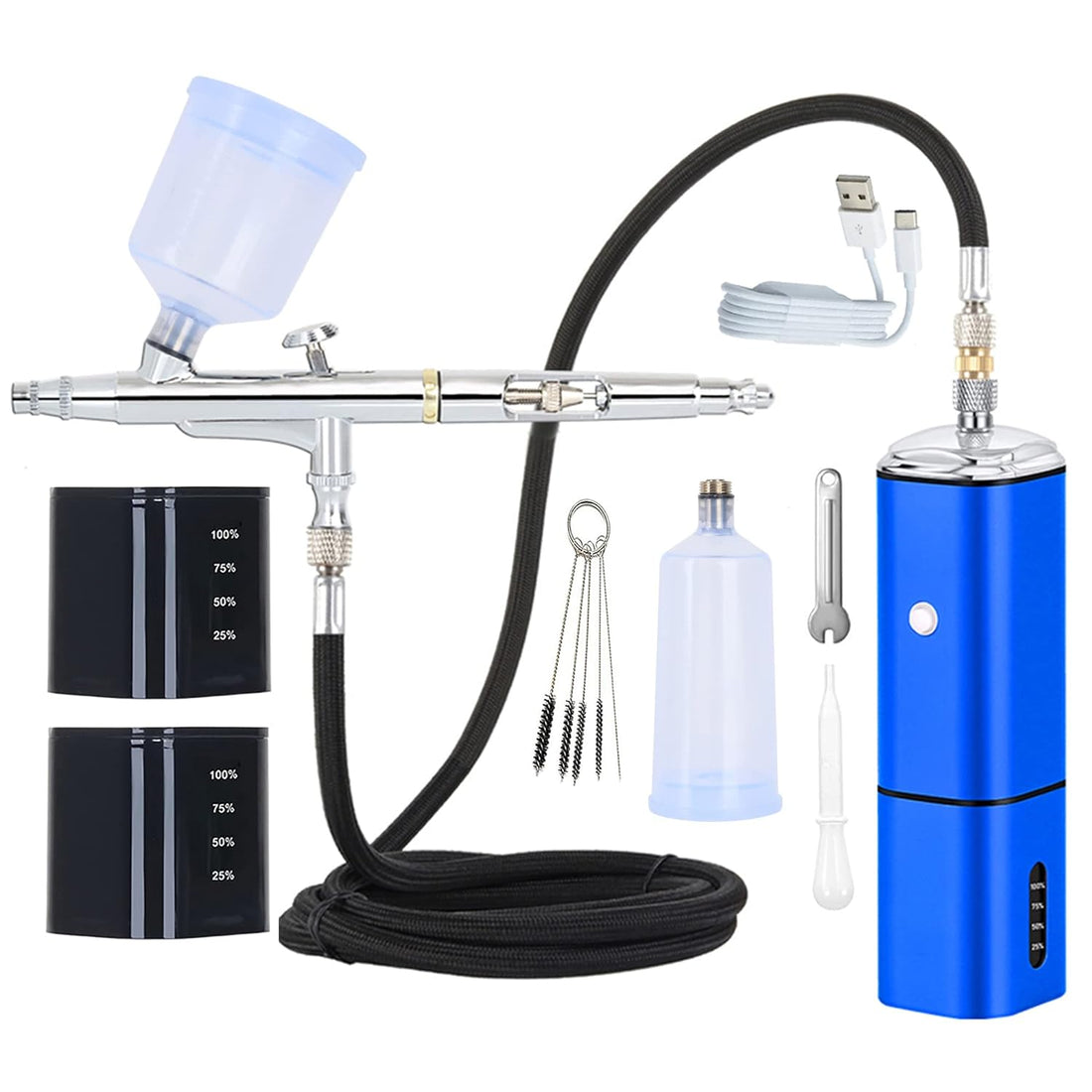 Airbrush Kit with Compressor Dual Action Airbrush Set Rechargeable Detachable Air Brush Gun Portable High Pressure Airbrush Kit for Makeup Art Craft Makeup Tattoo Model Barber