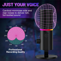 Czgor USB Microphone Gaming with RGB Light, Mute Button, Headphones Jack, Desktop Stand, Noise Reduction, USB-C Output for Gaming, Streaming, Podcast, Chatting, Mac & PC,Windows