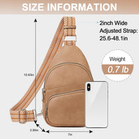 CLUCI Small Sling Bag for Women,Vegan Leather Fanny Pack Crossbody Bags for Women,Chest Bag With Guitar Strap, Light Brown, Small, Crossbody