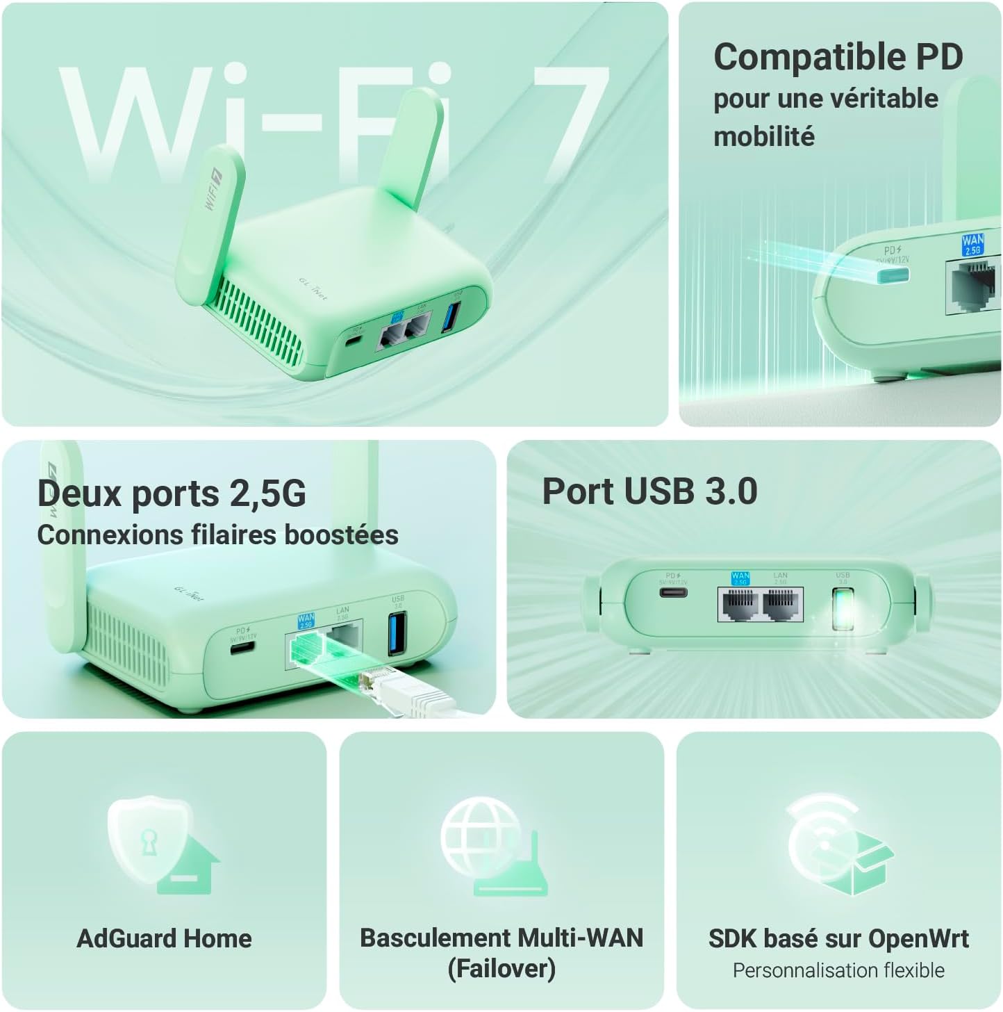 GL.iNet MT5000 (Brume 3) High-Speed Wired VPN Security – Packaging