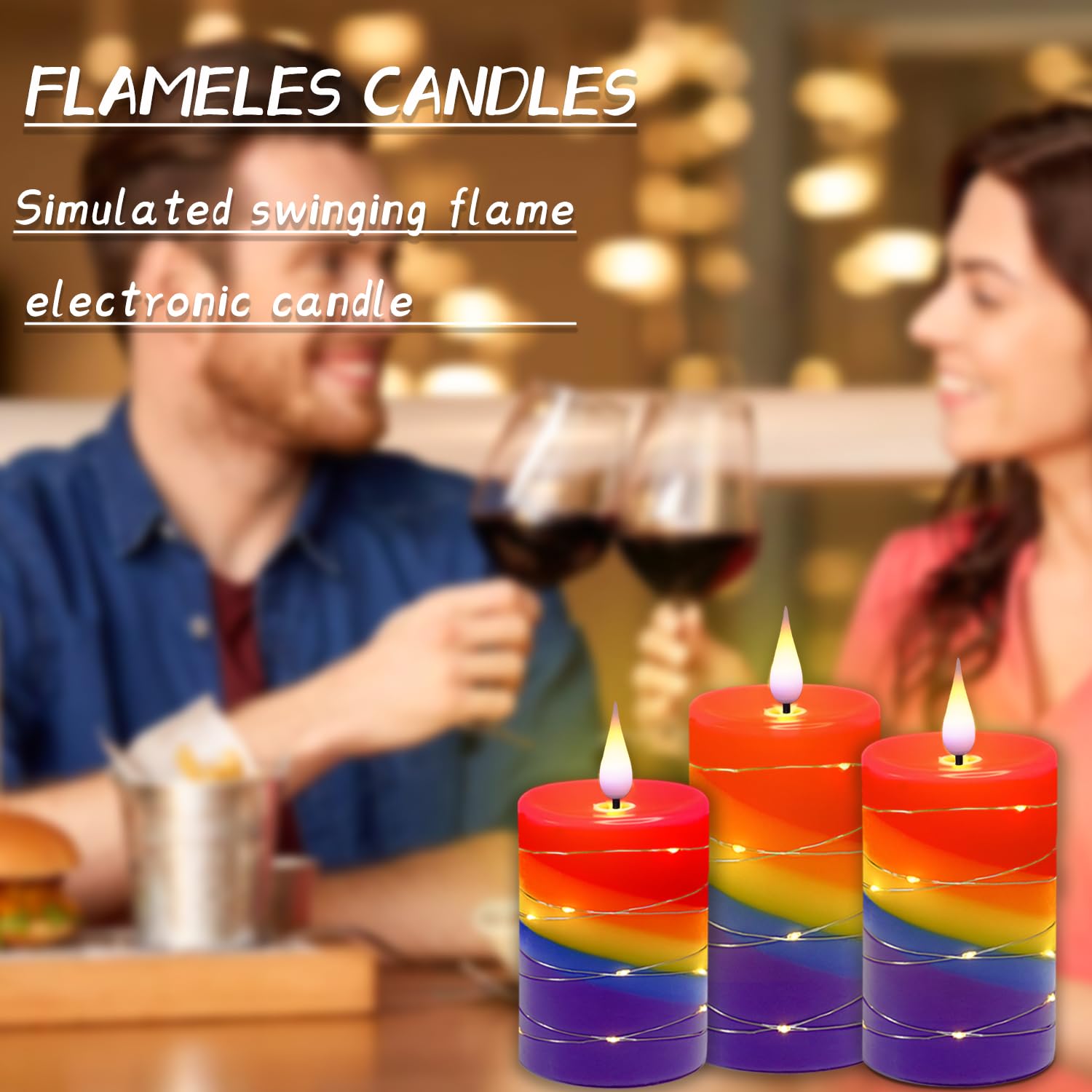 Kiexung Flameless Candle Rainbow 3PK