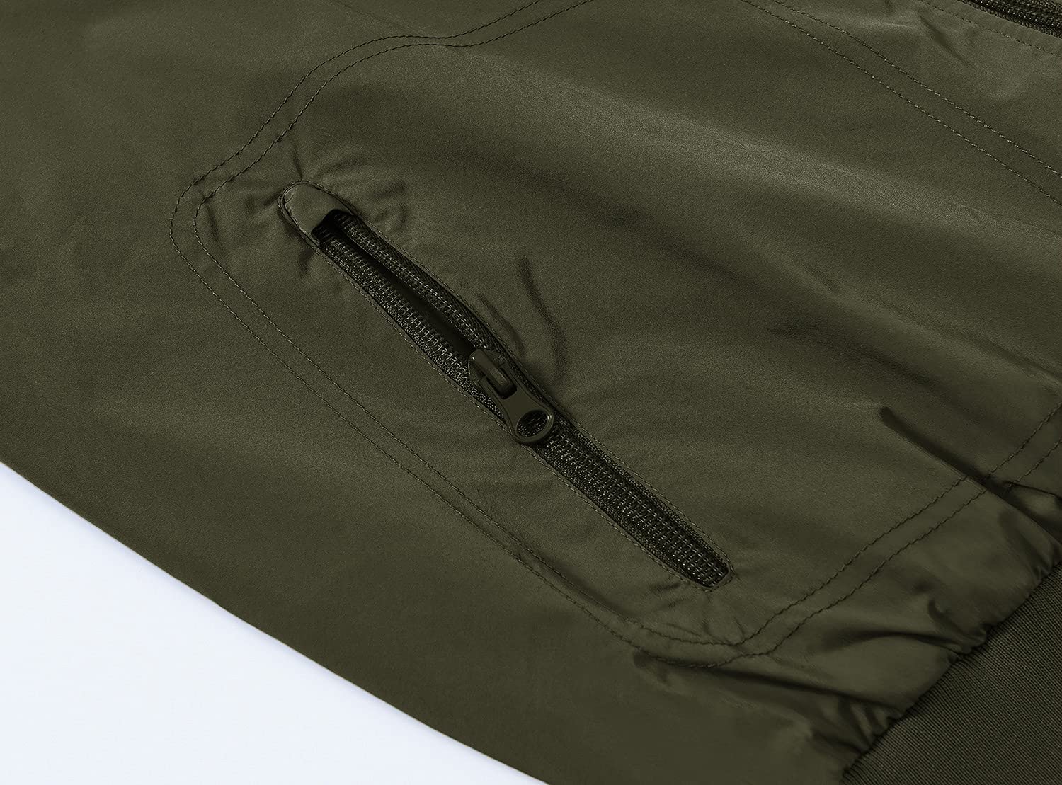 TBMPOY Men's Windproof Bomber Jackets Lightweight Running Windbreaker Outdoor Golf Fashion Coat, 7-dark Army Green, Large