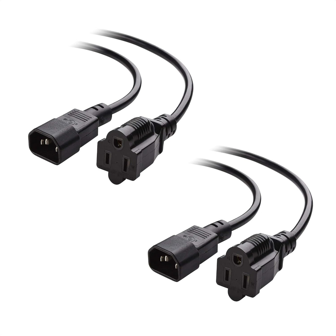 (UL Listed) Cable Matters (2-Pack) Computer Equipment to PDU Adapter Power Cord (IEC C14 to NEMA 15-5P) - 3 Feet