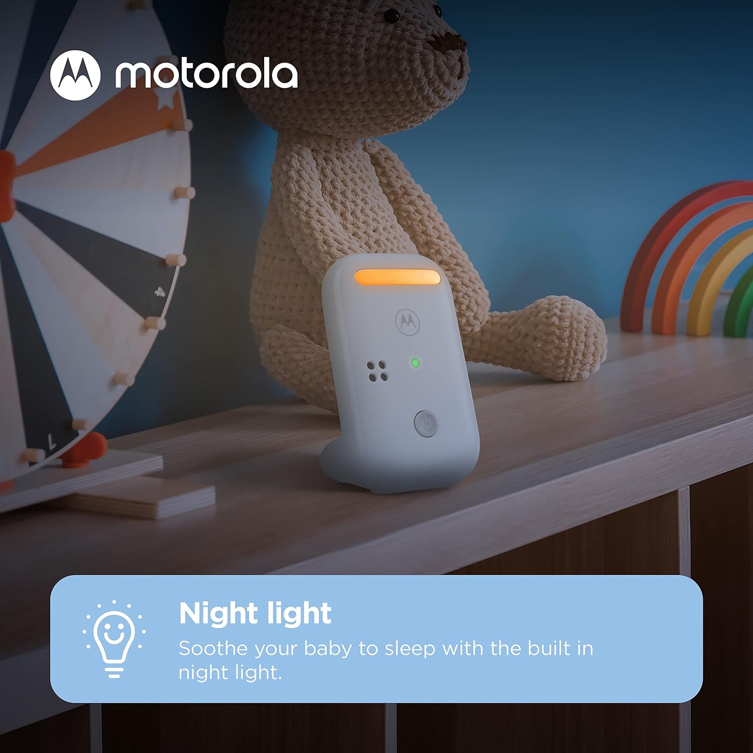 Motorola PIP11 Audio Baby Monitor - Night Light, LCD Screen, 1000ft Range, Secure Connection, Two-Way Talk, Room Temp, Lullabies, Portable Parent Unit (Outlet or AAA Rechargeable Batteries Included)